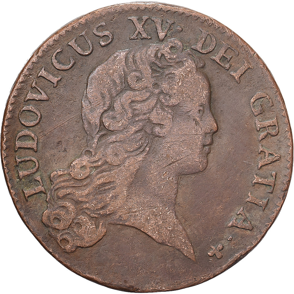 França, Louis XV, Sol, Sol au buste enfantin, 1719, Paris, Cobre, VF(30-35)