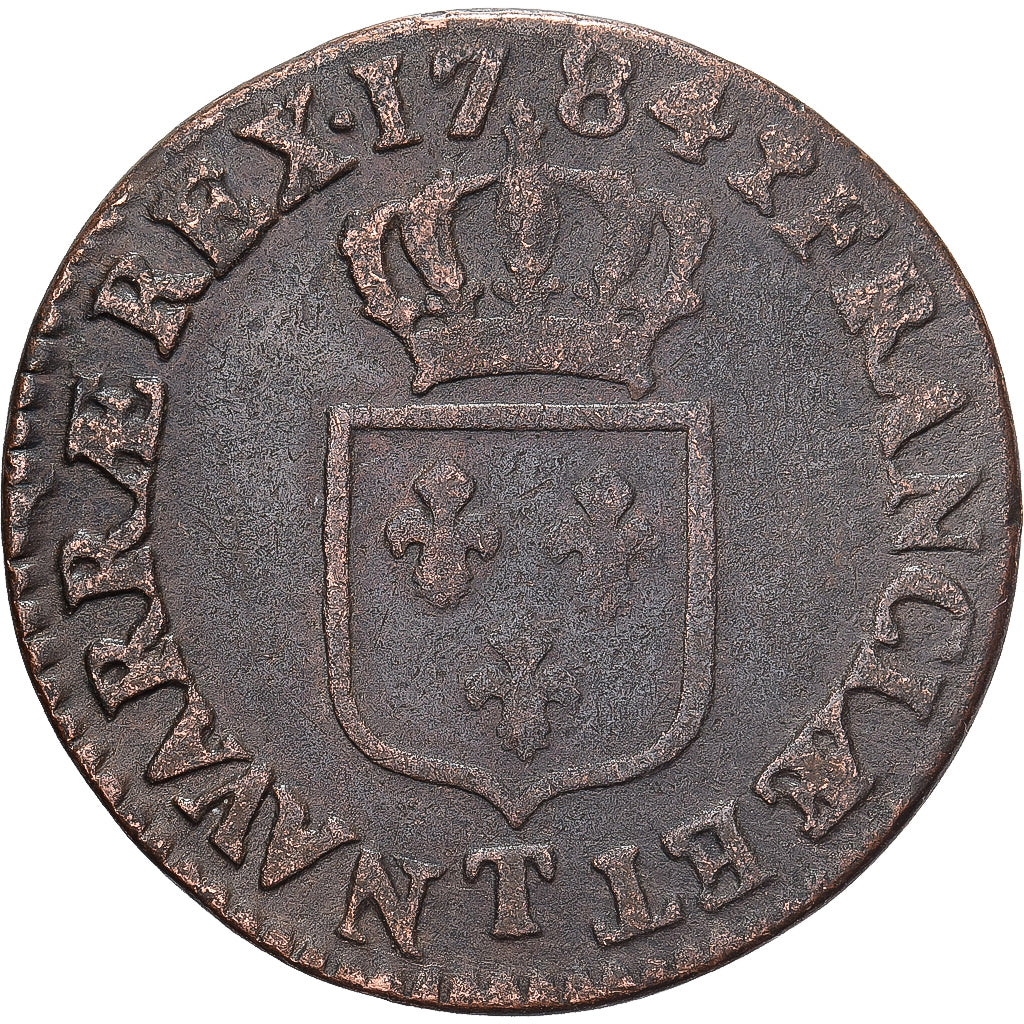 Francia, Louis XVI, 1/2 Sol, 1/2 Sol ou 1/2 sou, 1784, Nantes, Rare, Rame, MB+