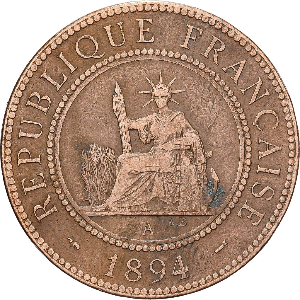 Indochina Francesa, Cent, 1894, Paris, Bronze, VF(20-25), Lecompte:45, KM:1