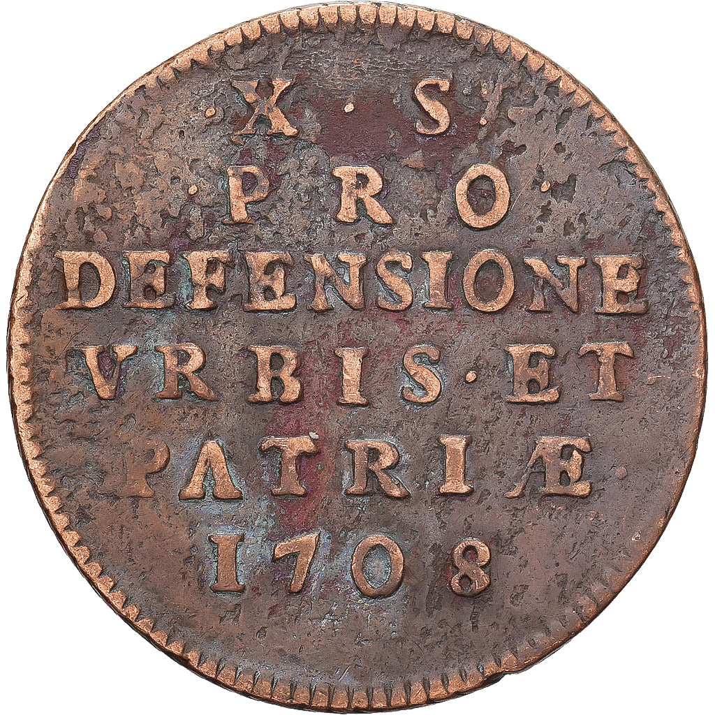 STATI FRANCESI, Louis XIV, 10 Sols, Siège de Lille, 1708, Lille, Rame, MB+