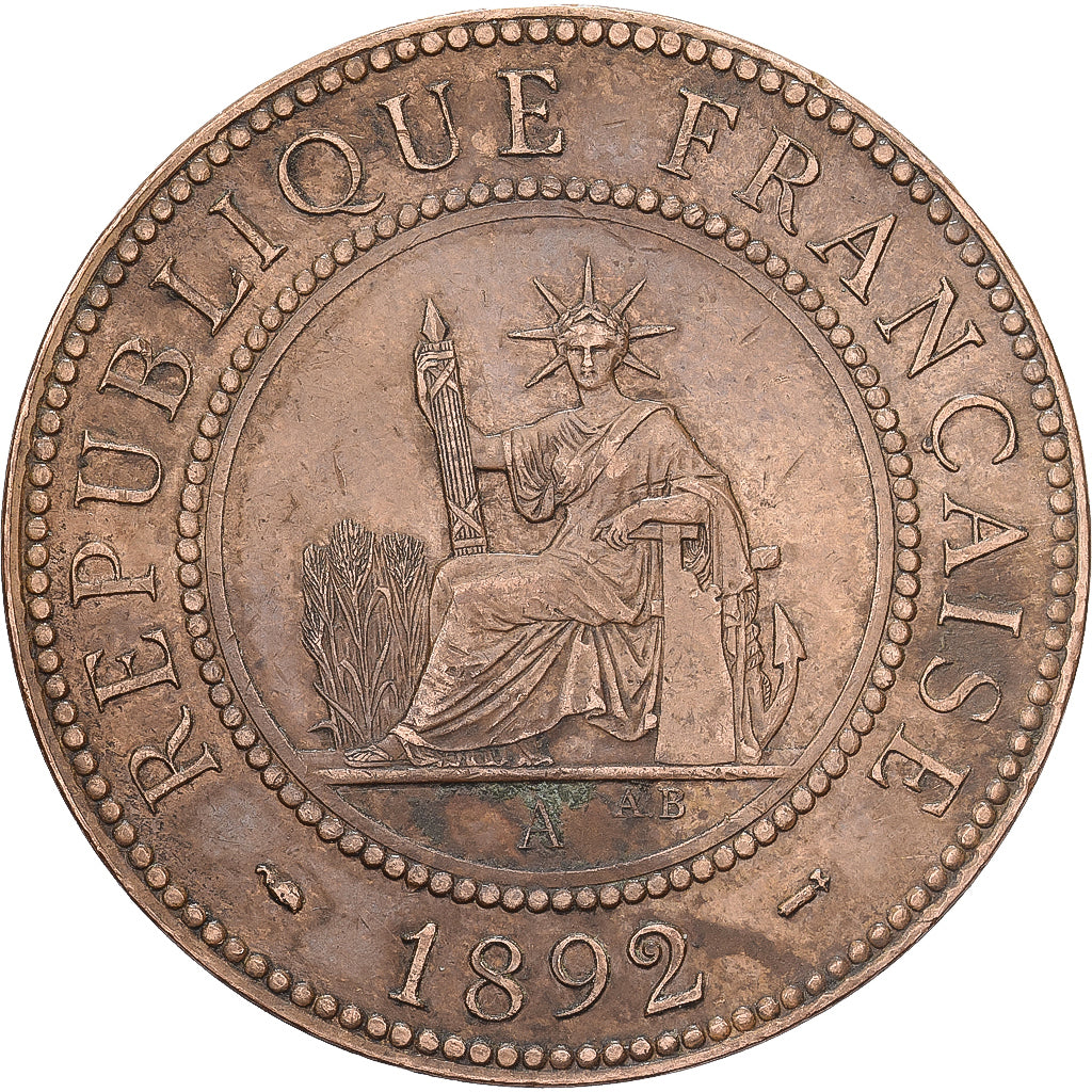 Indochina Francesa, Cent, 1892, Paris, Bronze, EF(40-45), Lecompte:43, KM:1