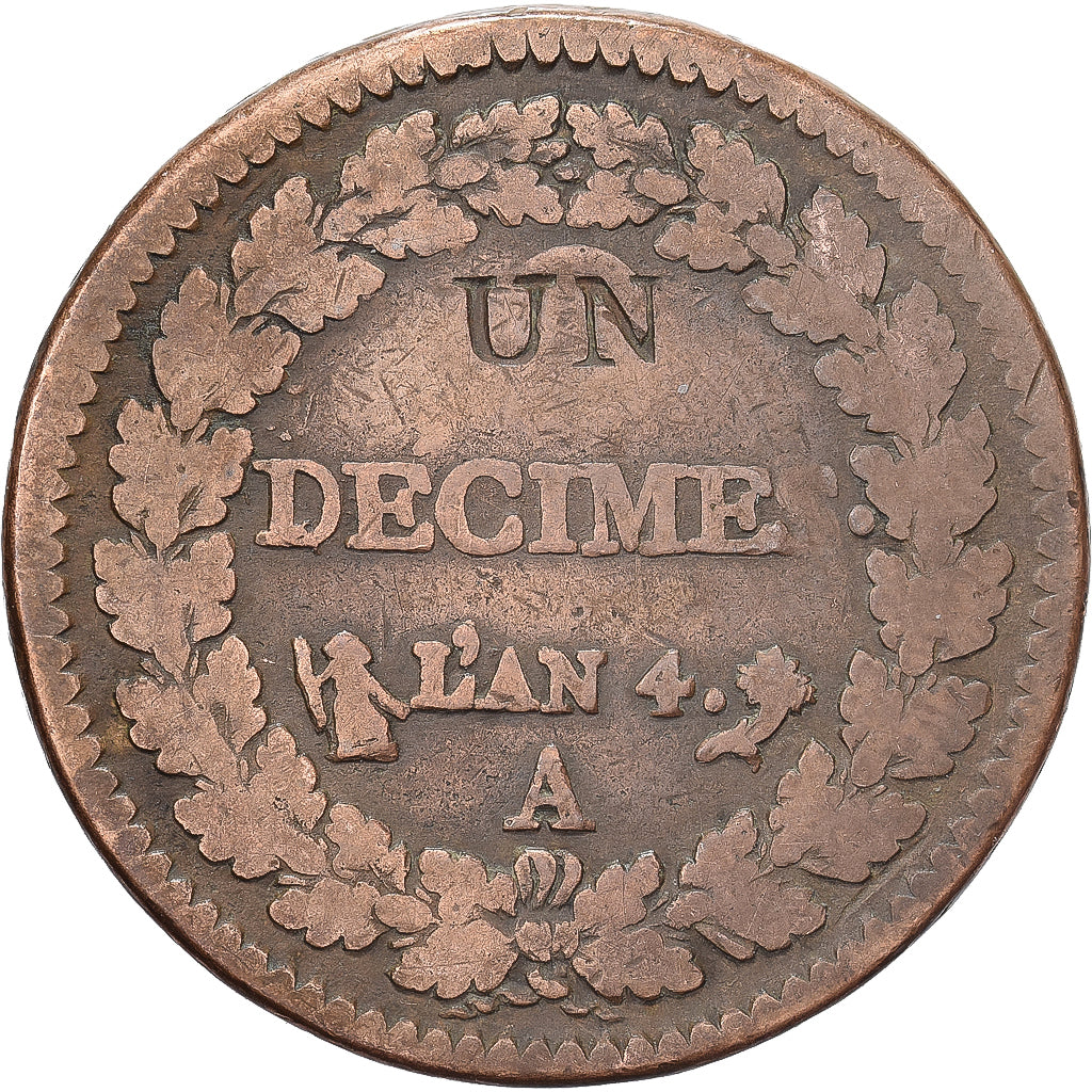 France, Decime, Dupré, AN 4 (1795-96), Paris, Modification du 2 décimes