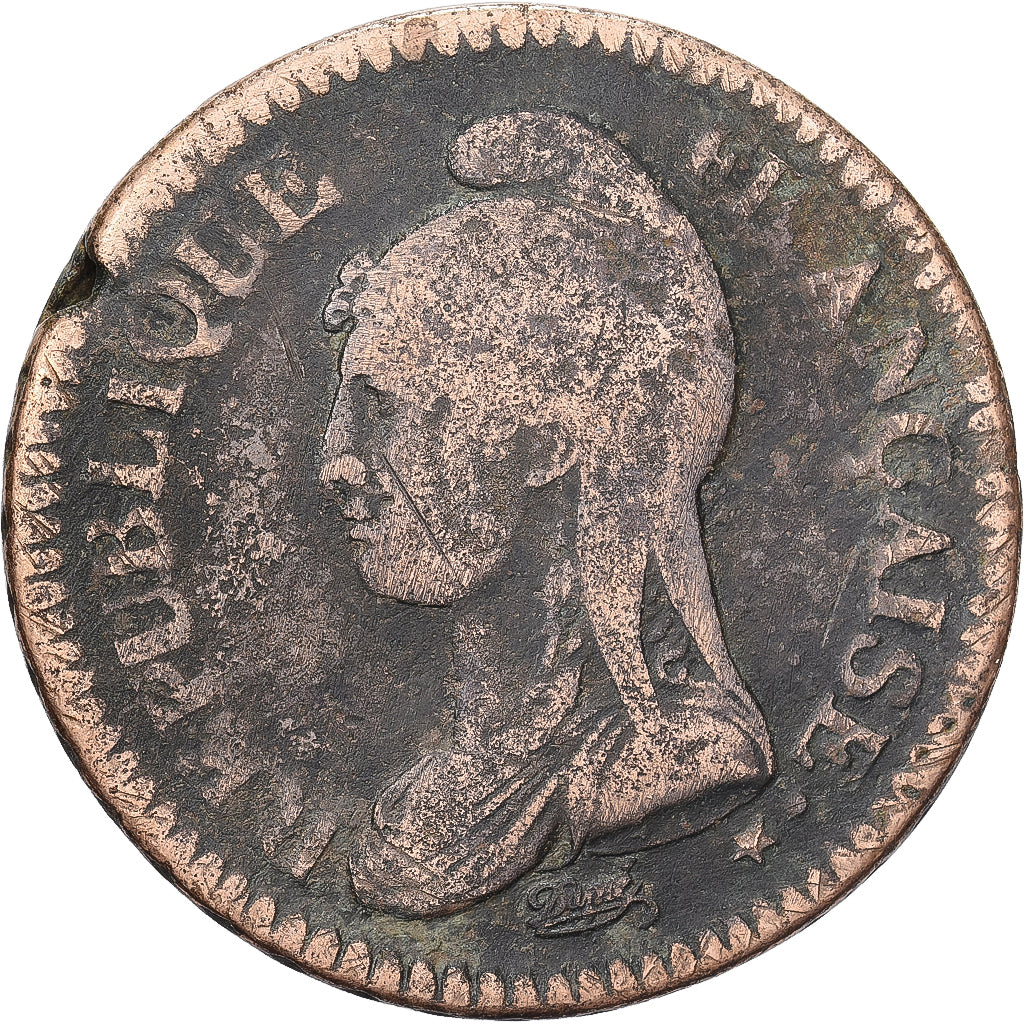 Frankrijk, Decime, Dupré, AN 7 (1798-1799), Paris, Bronzen, FR, Gadoury:187