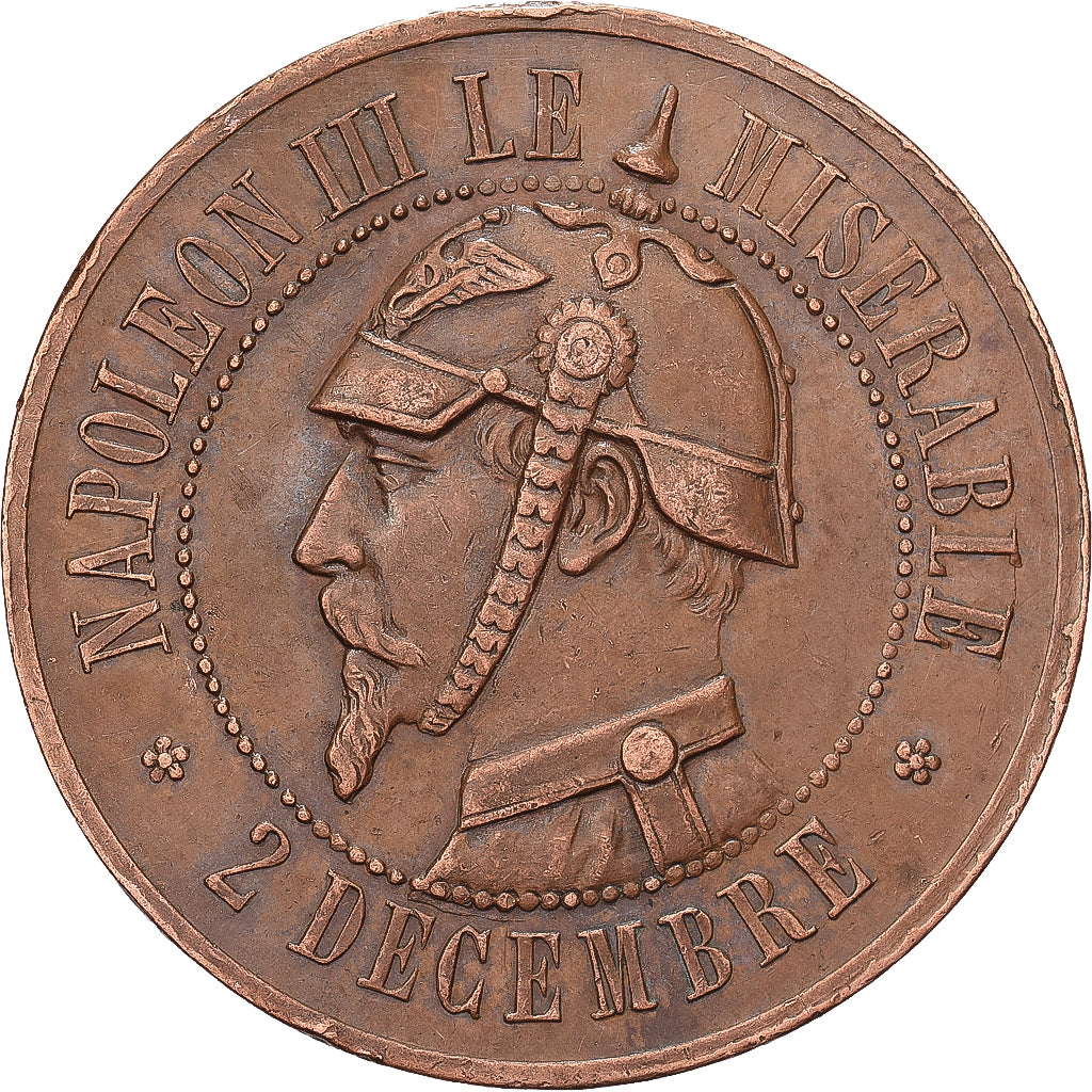 Francia, Napoleon III, 10 Centimes, 1870, Sedan, Satirique, Bronzo, BB+