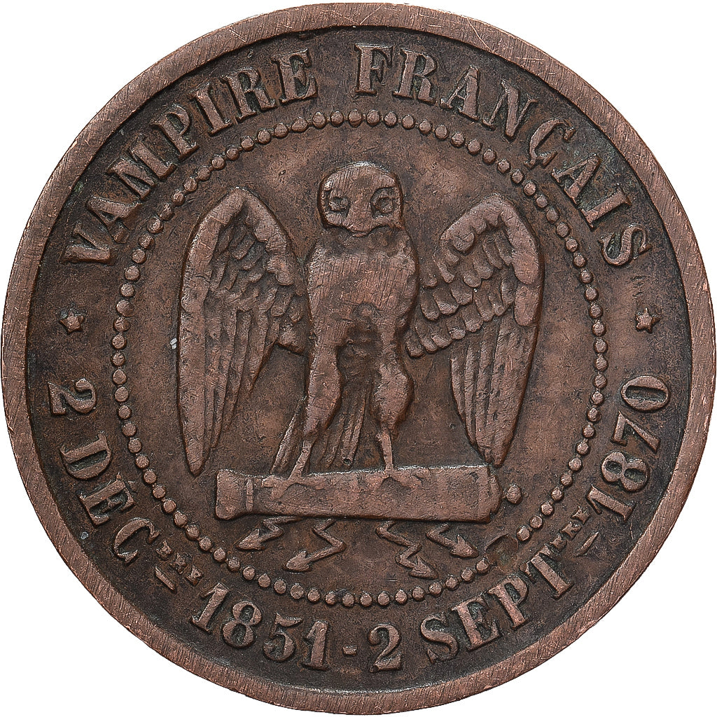 França, Napoleon III, 5 Centimes, 1870, Sedan, Satírica, Bronze, EF(40-45)