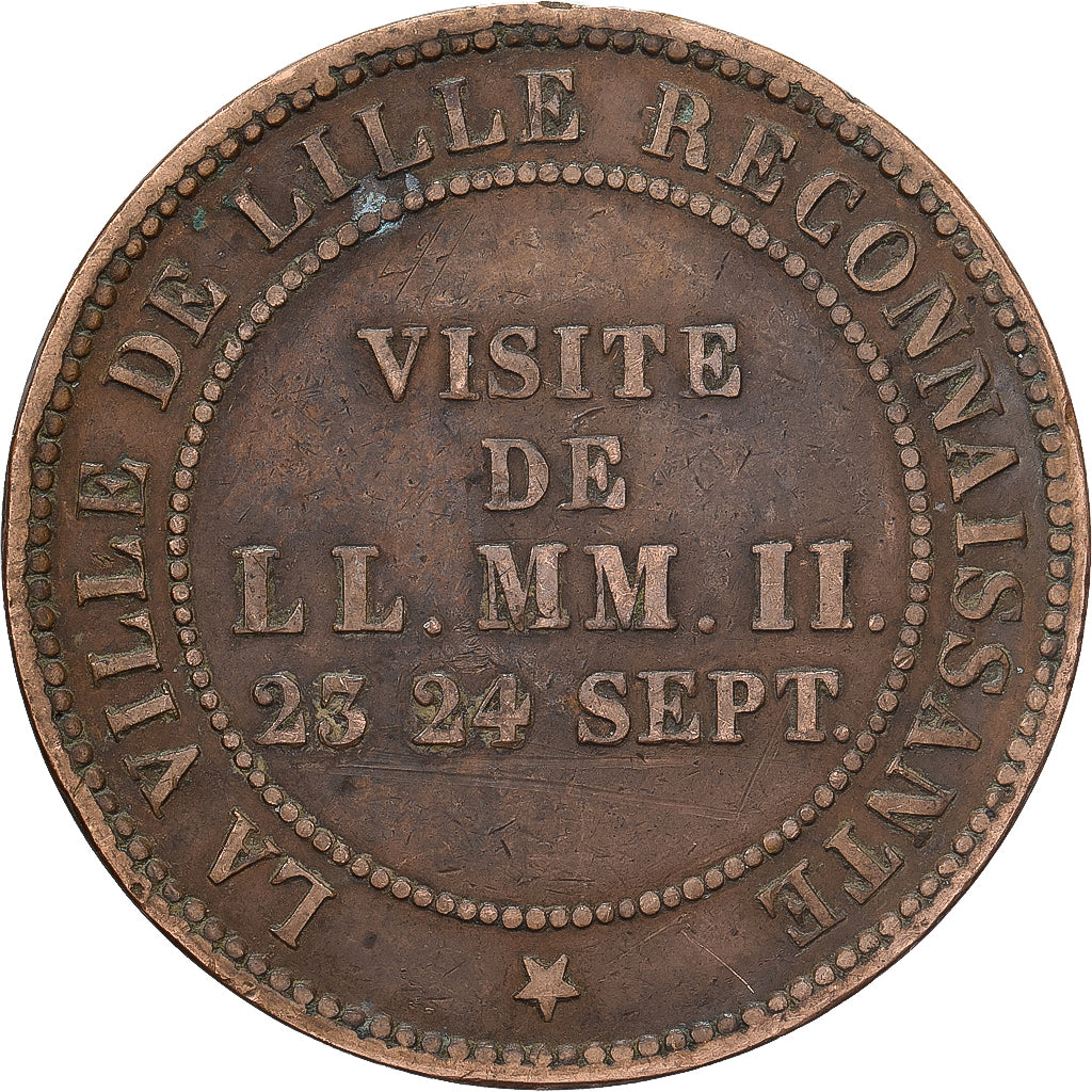 France, Napoléon III, 10 Centimes, 1853, Lille, Visite de LL.MM.II.23 24 Sept;