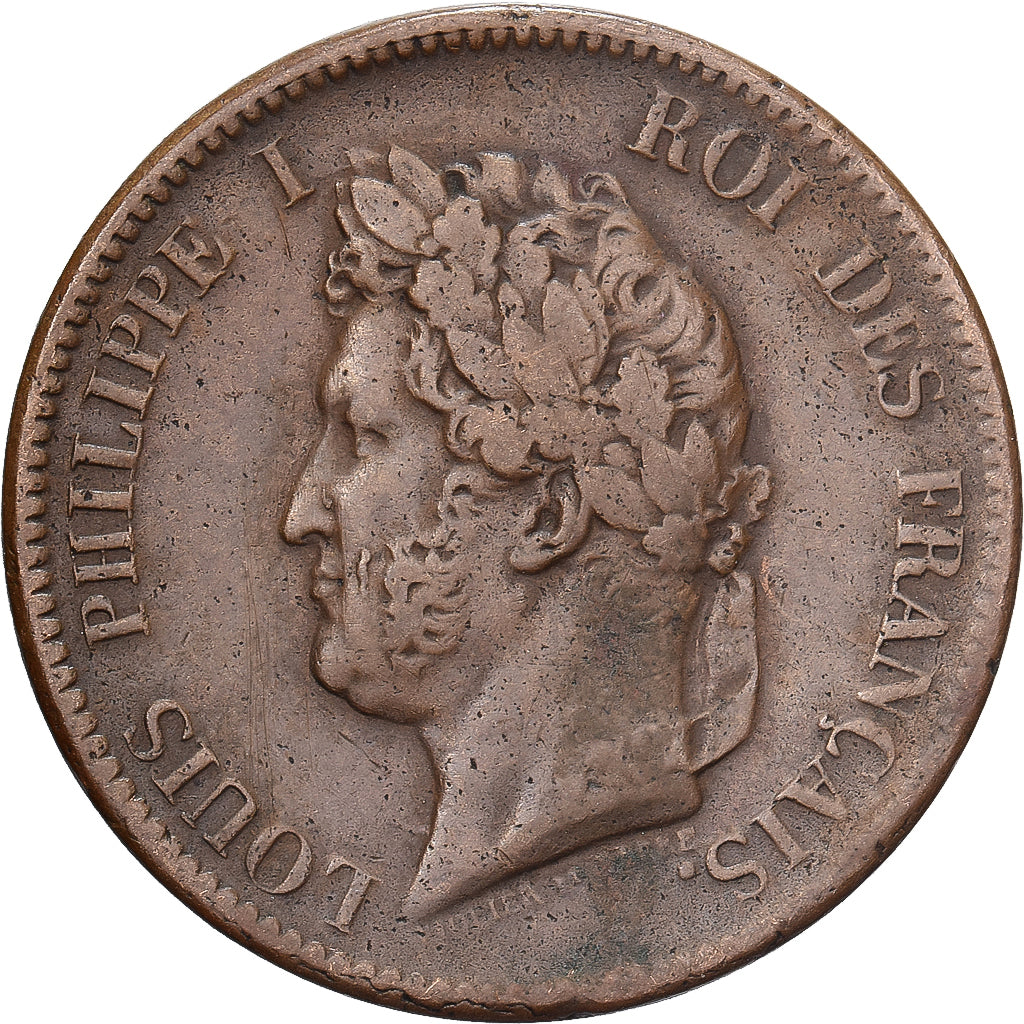 COLONIAS FRANCESAS, Louis Philippe I, 5 Centimes, 1841, Paris, Bronce, MBC
