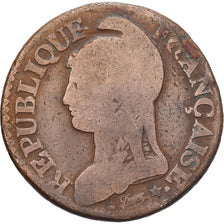 France, 5 Centimes, Dupré, AN 8 (1799-1800), Metz, Bronze, VF(30-35)