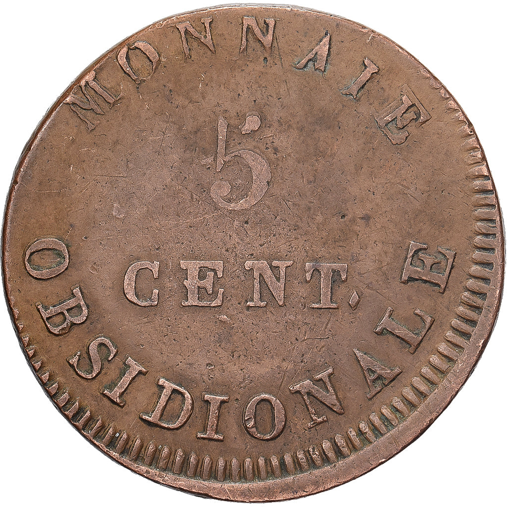 Francia, ANTWERP, Napoleon I, 5 Centimes, 1814, Anvers, Bronzo, MB, KM:2.1