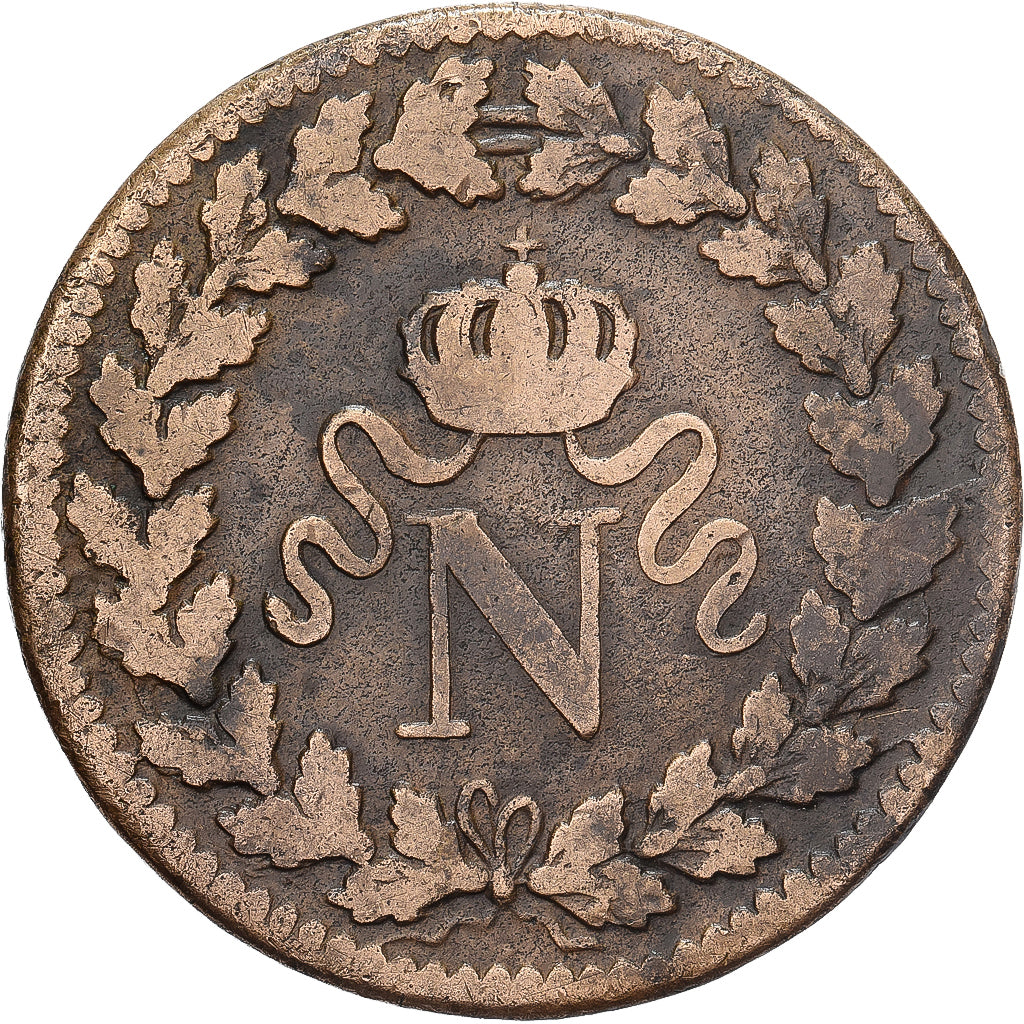 Francia, Napoleon I, Decime, 1815., Strasbourg, Bronzo, MB+, Gadoury:195e