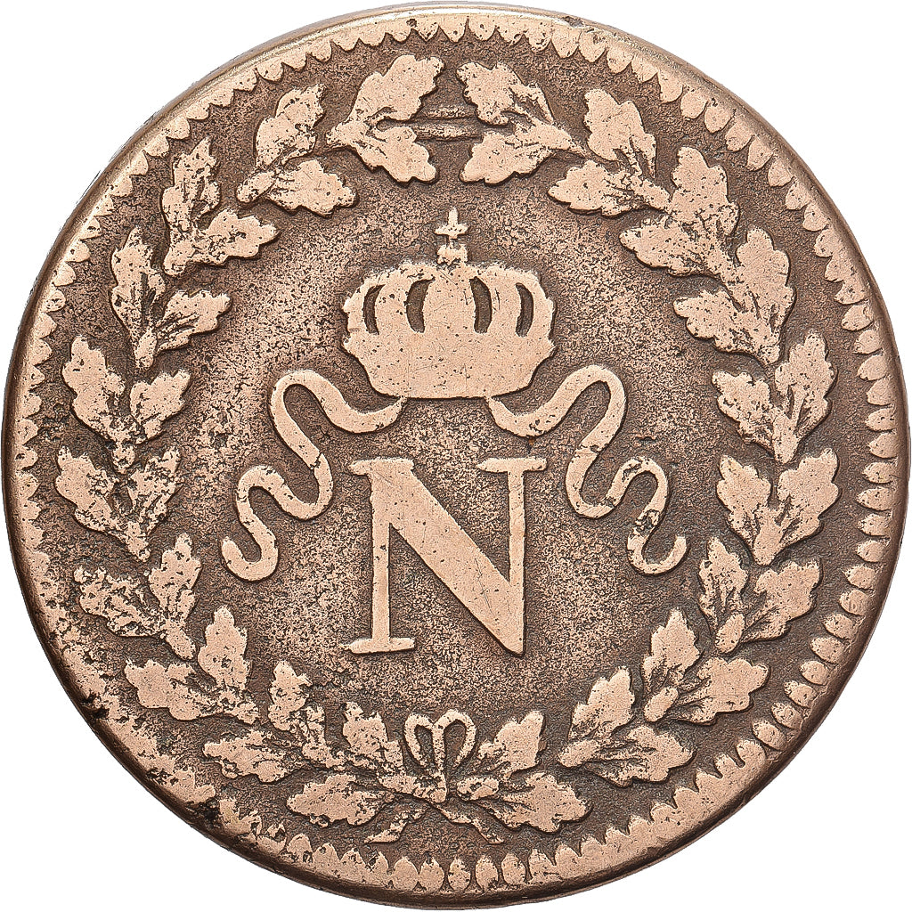 Francia, Napoleon I, Decime, 1815., Strasbourg, Bronzo, MB+, Gadoury:195e