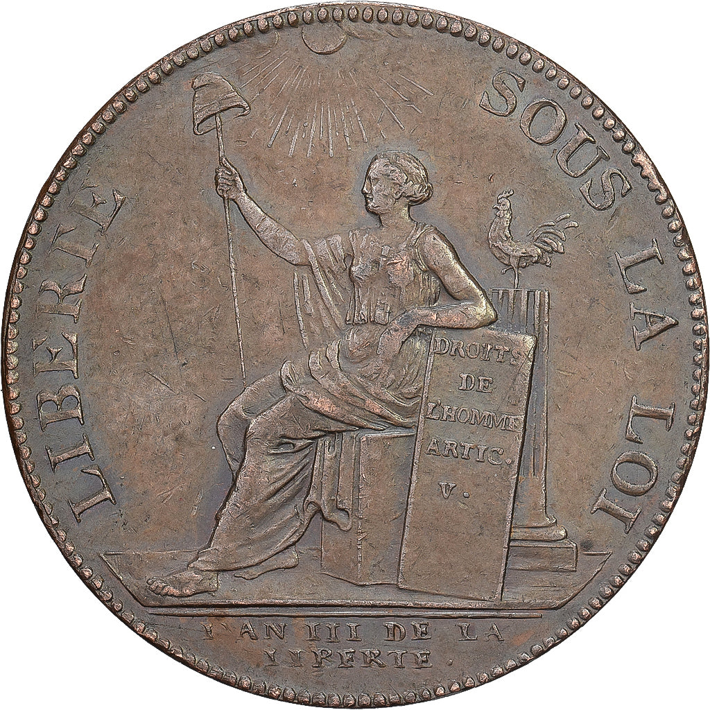 França, 2 Sols, 1791, Birmingham, Monneron, Bronze, EF(40-45), Brandon:217a