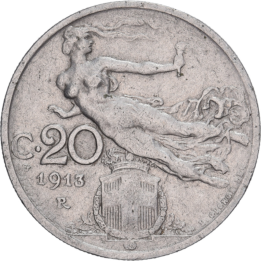 Italy, Vittorio Emanuele III, 20 Centesimi, 1913, Rome, Nickel, EF(40-45), KM:44