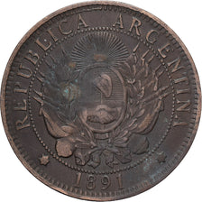 Argentina, 2 Centavos, 1891, Bronze, EF(40-45), KM:33