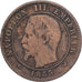 France, Napoleon III, 2 Centimes, 1855, Lille, Bronze, VF(30-35), Gadoury:103