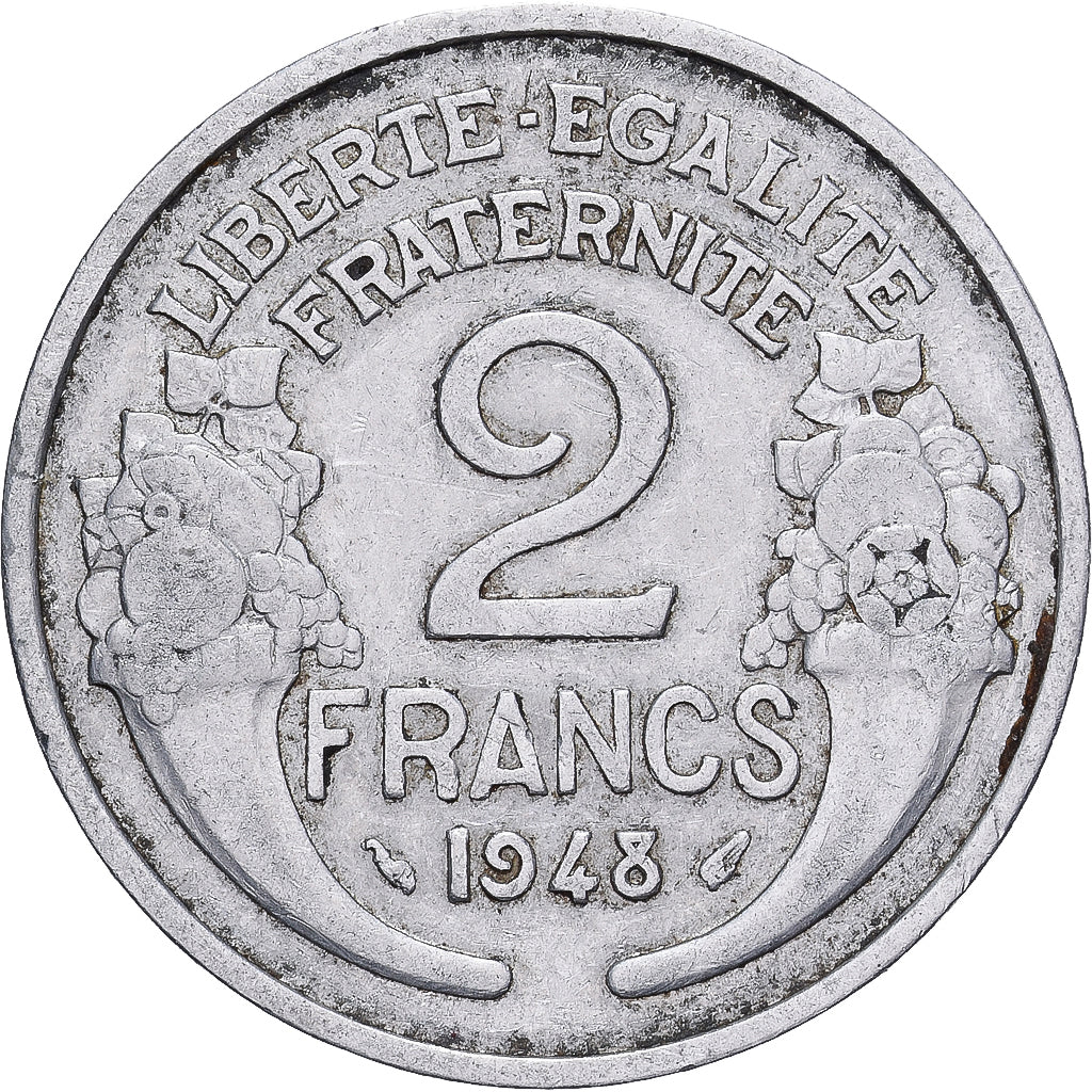 France, 2 Francs, Morlon, 1948, Paris, Aluminum, VF(30-35), Gadoury:538b