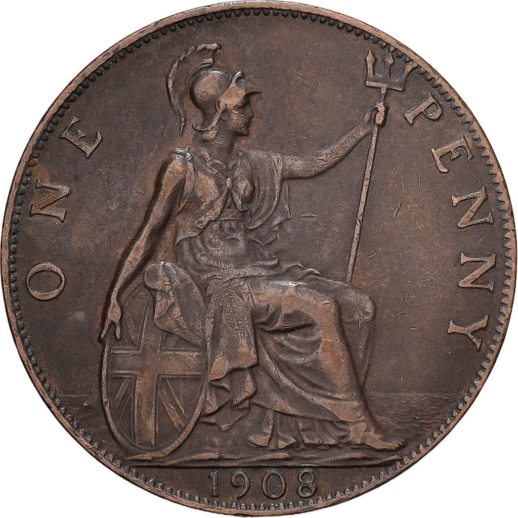 Groot Bretagne, Edward VII, Penny, 1908, Bronzen, ZF+, KM:794.2
