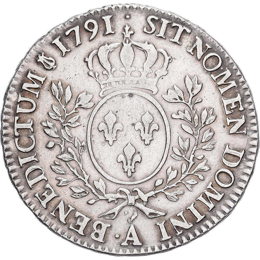 França, Louis XVI, 1/2 ECU, 44 Sols, 1791, Paris, 2éme sem, Prata, VF(30-35)