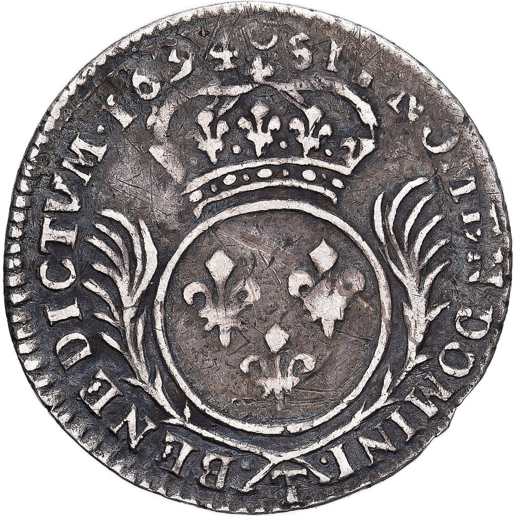 France, Louis XIV, 1/12 ECU, 10 Sols, 1694, Nantes, réformé, Silver