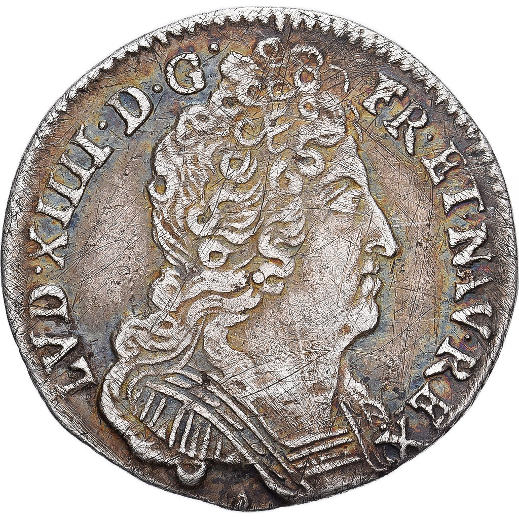 France, Louis XIV, 1/10 Écu aux 3 couronnes, 1710, Aix, Silver, EF(40-45)