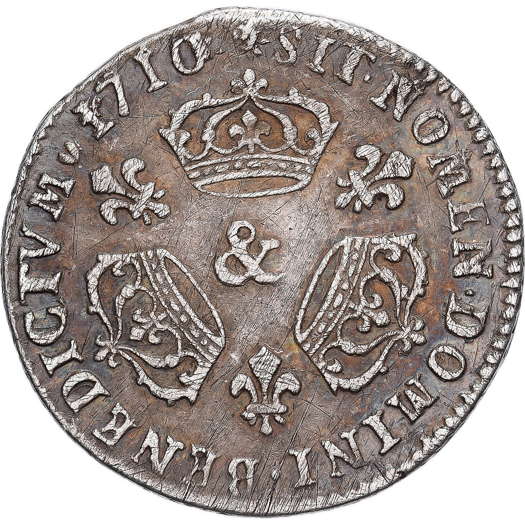 France, Louis XIV, 1/10 Écu aux 3 couronnes, 1710, Aix, Silver, EF(40-45)