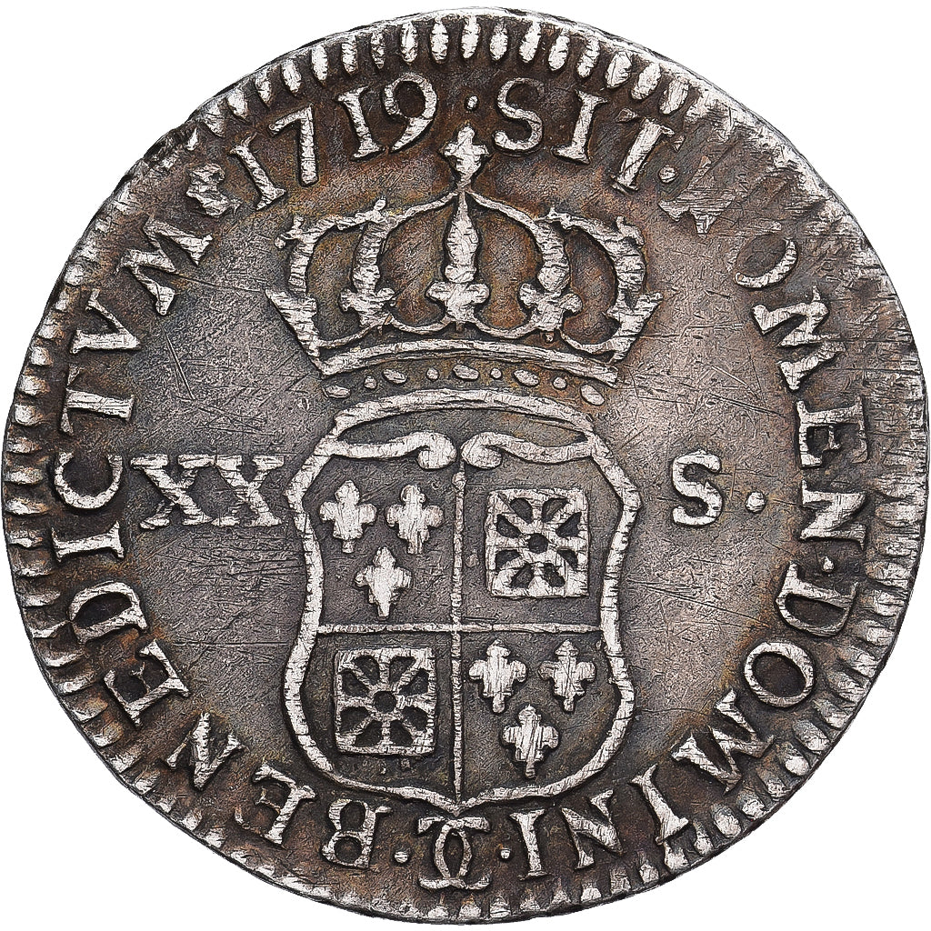 France, Louis XV, 20 Sols,1/6 Écu (XX – S) de France-Navarre, 1719
