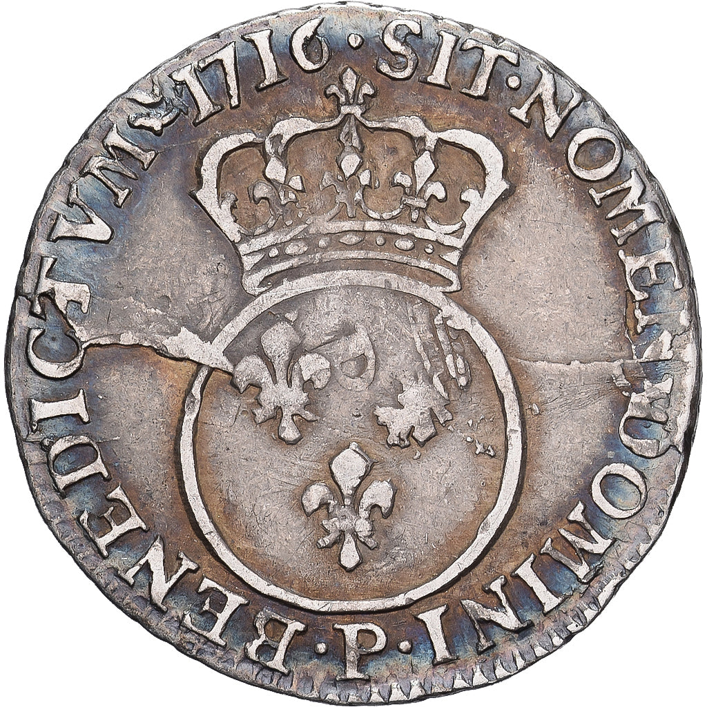 Frankreich, Louis XV, 12 Sols,1/10 Écu Vertugadin, 1716, Dijon