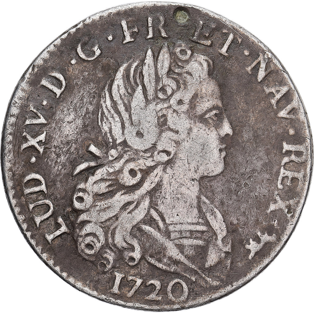 Francia, Louis XV, Petit Louis d'Argent, 1720, Paris, 1er sem, Plata, BC+
