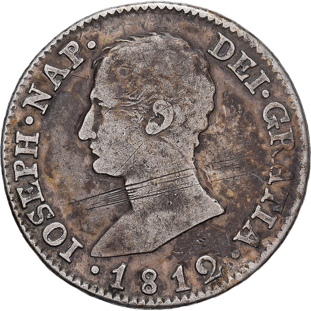 Spanje, Joseph Napolean, 4 Réales, 1812, Seville, Zilver, FR+, KM:540.2
