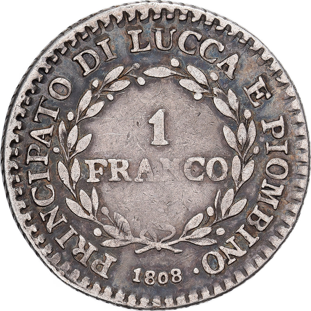 Estados italianos, LUCCA, Felix and Elisa, Franco, 1808, Lucca, Plata, BC+