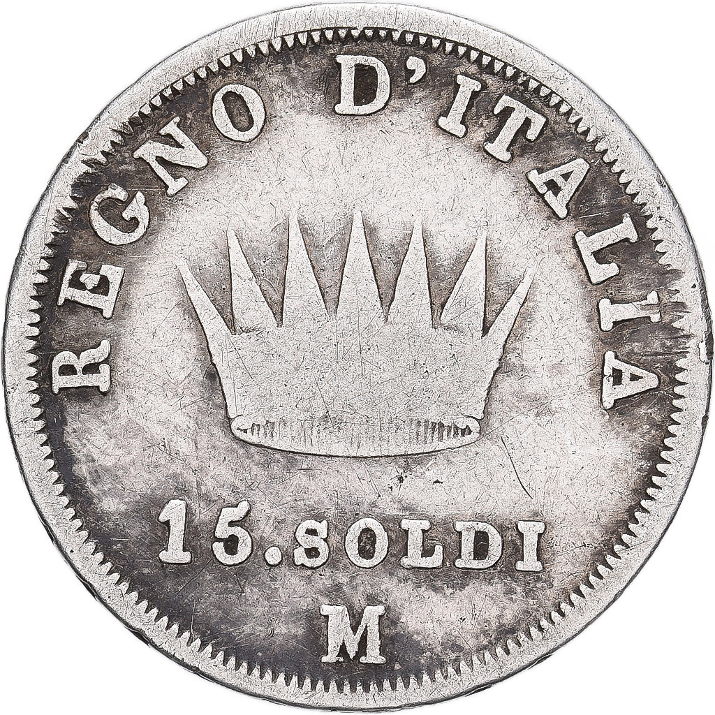 États italiens, KINGDOM OF NAPOLEON, Napoléon Ier, 15 Soldi, 1808, Milan