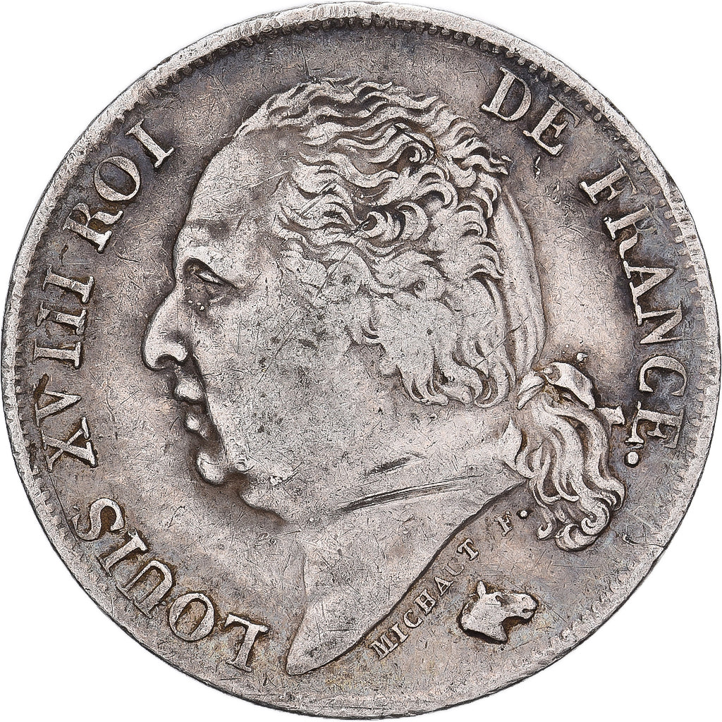 France, Louis XVIII, Franc, 1817, Bordeaux, Silver, VF(30-35), Gadoury:449