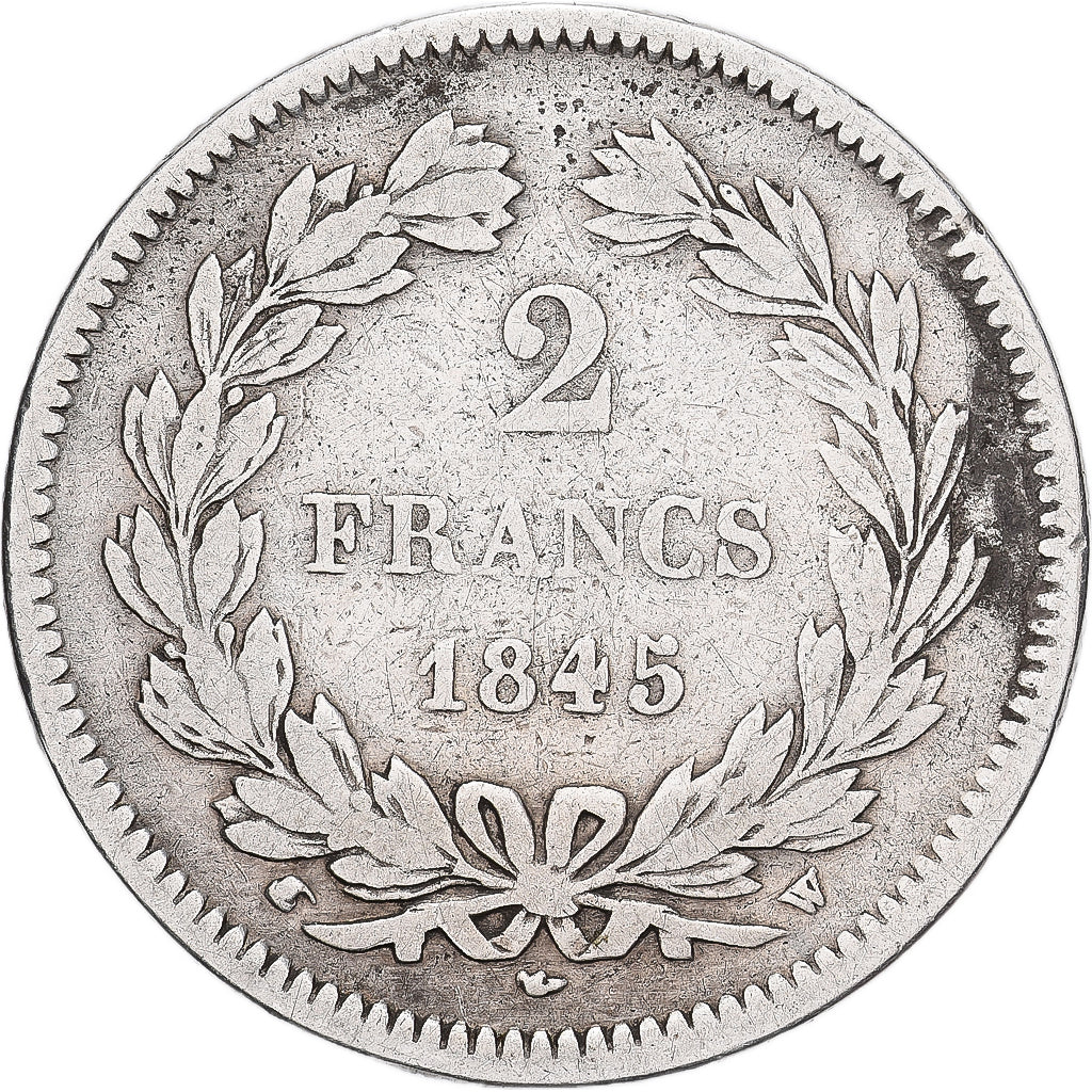 Francia, Louis Philippe I, 2 Francs, 1845, Lille, Argento, MB, Gadoury:520