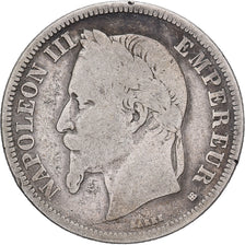 France, Napoleon III, 2 Francs, 1866, Strasbourg, Silver, VF(20-25)