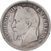 Francia, Napoleon III, 2 Francs, 1866, Strasbourg, Plata, BC+, Gadoury:527