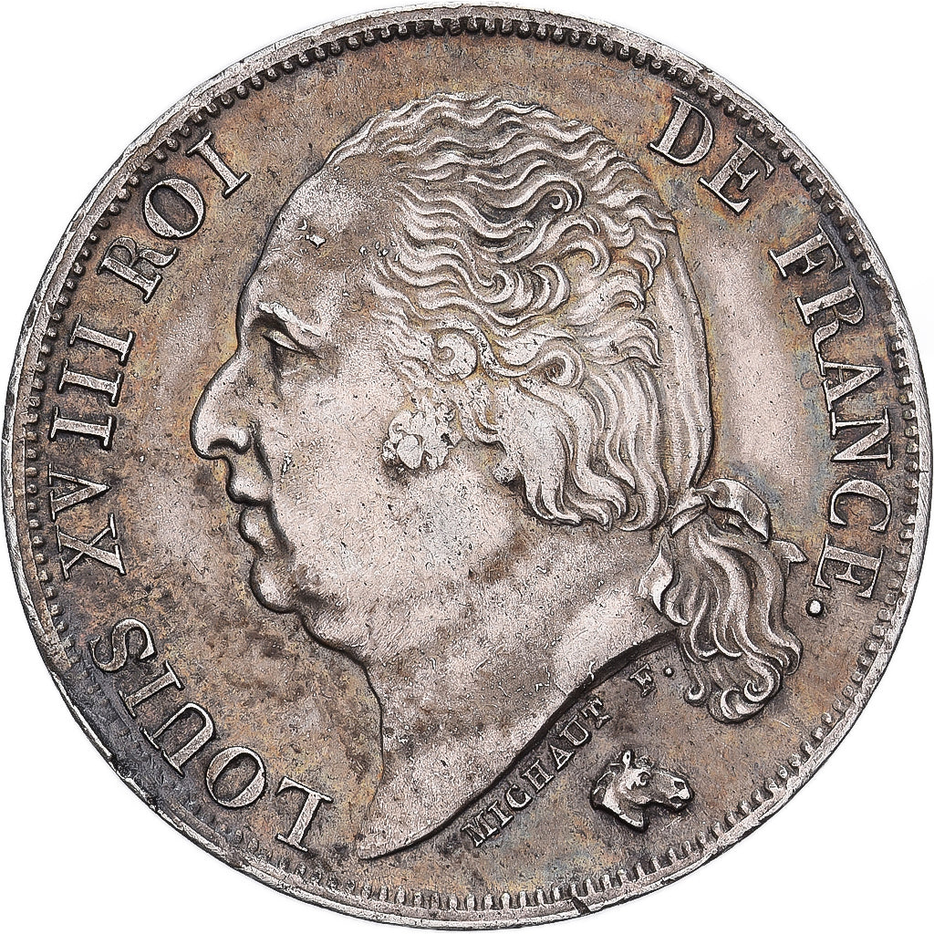 Francia, Louis XVIII, Franc, 1823, Lille, Plata, MBC+, Gadoury:449, KM:709.12