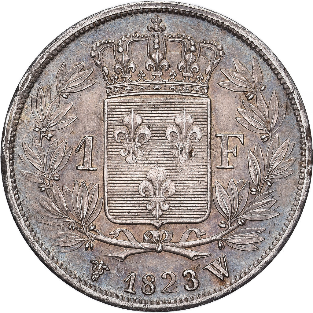 Francia, Louis XVIII, Franc, 1823, Lille, Plata, MBC+, Gadoury:449, KM:709.12