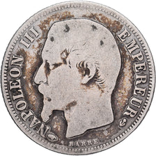 Francja, Napoleon III, Franc, 1859, Paris, Srebro, F(12-15), Gadoury:460
