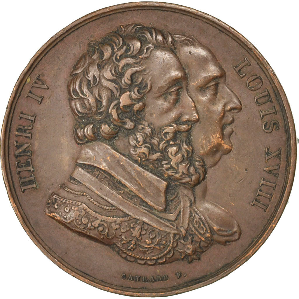 França, medalha, Luís XVIII, Cobre, Gayrard, AU(50-53)