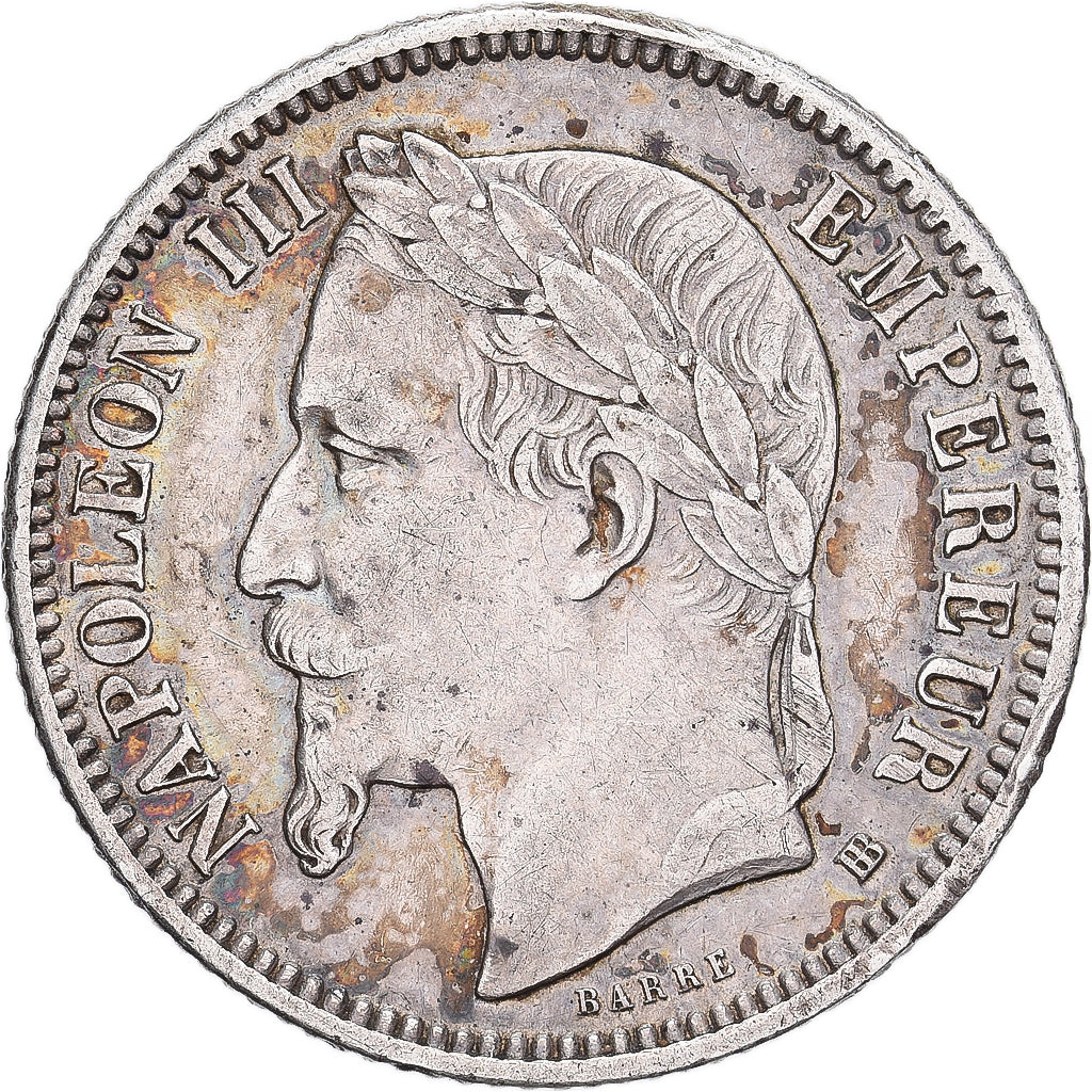 Francia, Napoleon III, Franc, 1868, Strasbourg, Argento, MB+, Gadoury:463