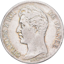 Francia, Charles X, Franc, 1828, Lille, Argento, BB, Gadoury:450, KM:724.13