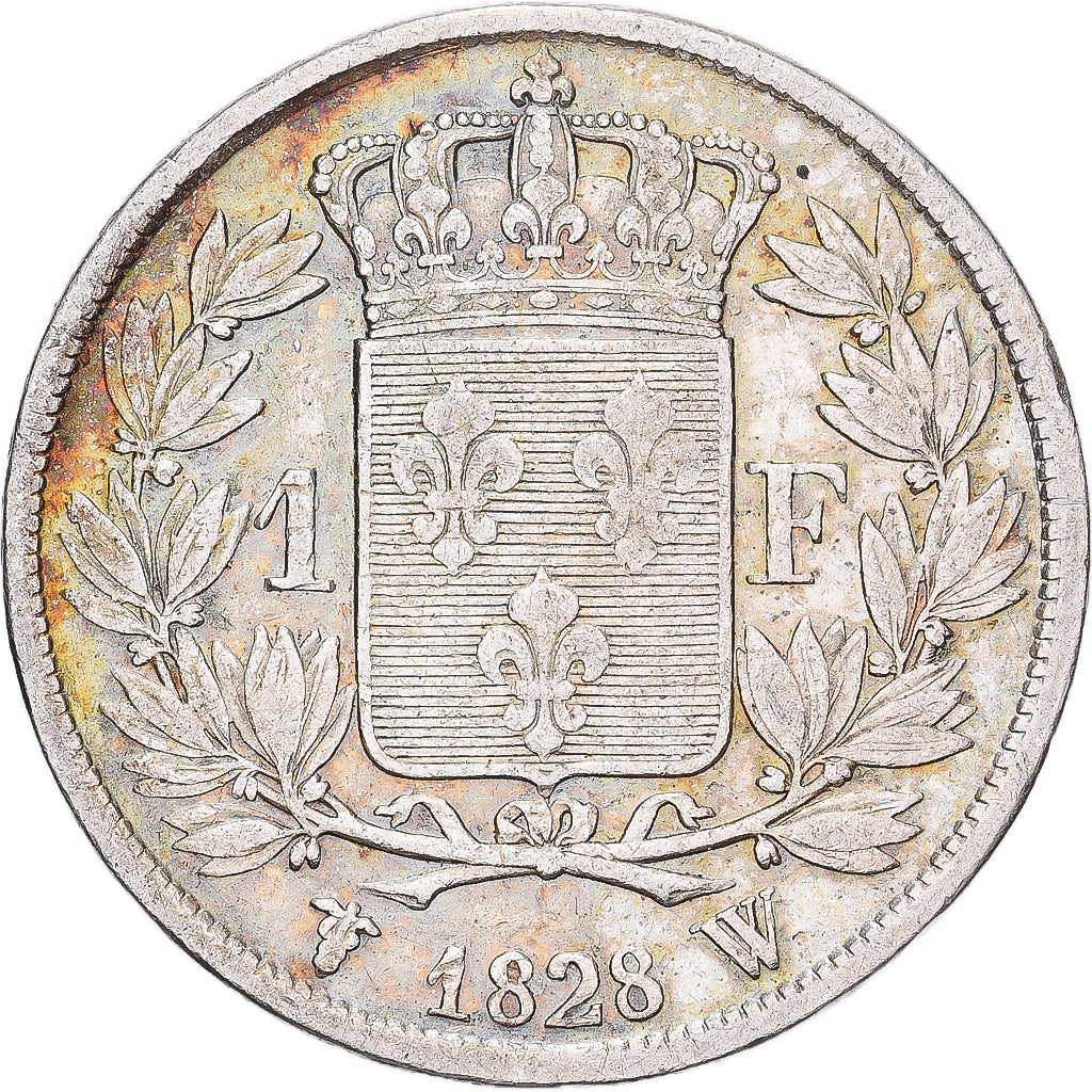 Francja, Charles X, Franc, 1828, Lille, Srebro, EF(40-45), Gadoury:450
