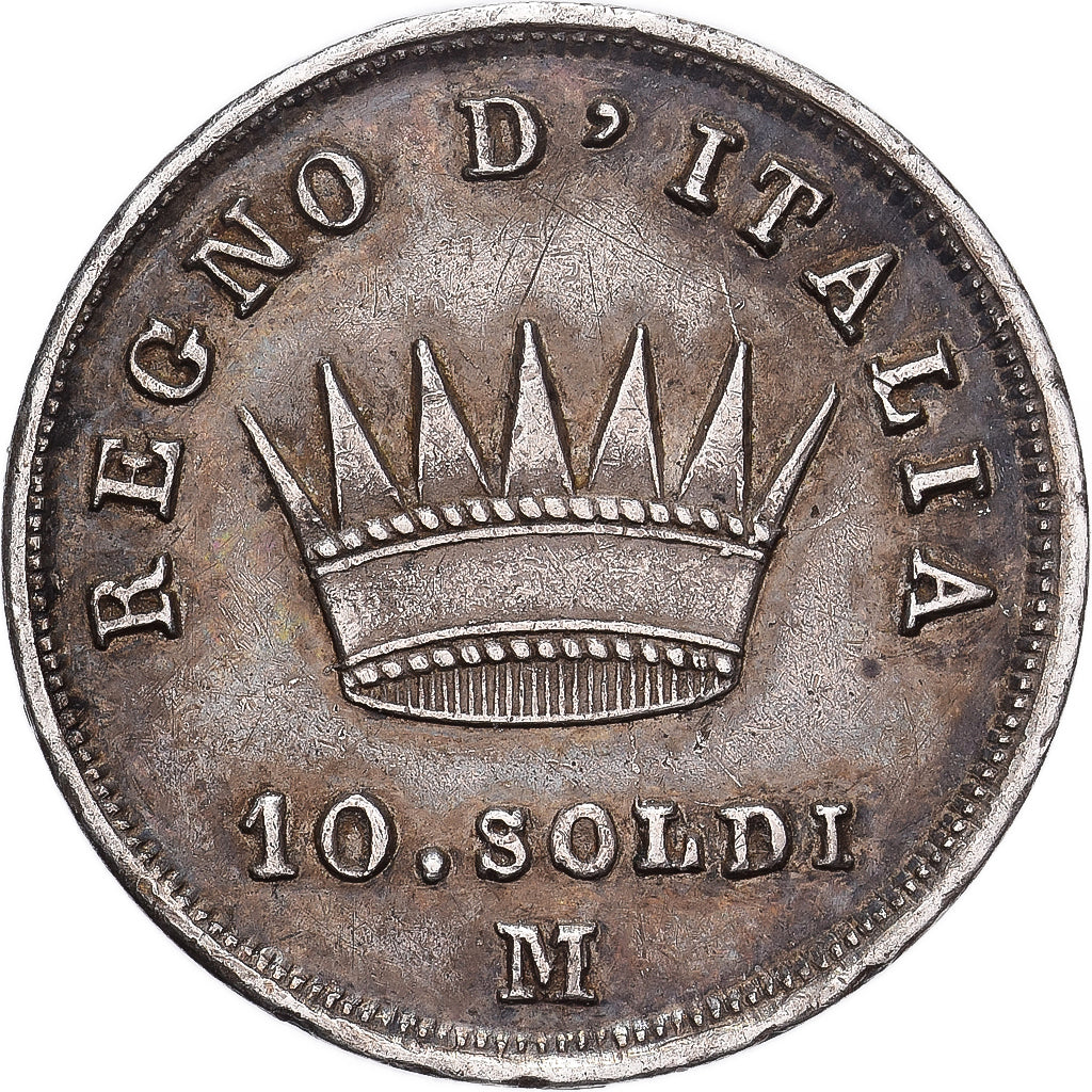 Italian States, KINGDOM OF NAPOLEON, Napoleon I, 10 Soldi, 1814, Milan, Silver
