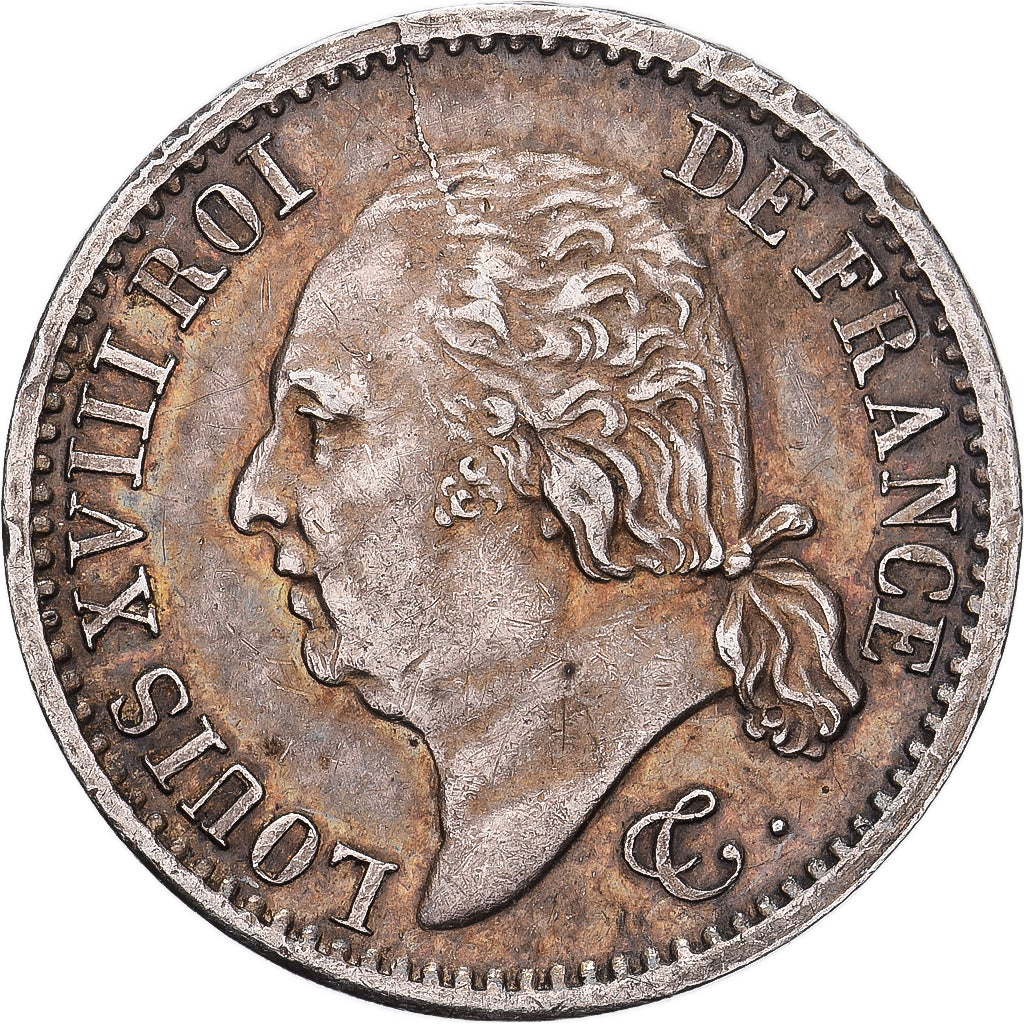 Frankrijk, Louis XVIII, 1/4 Franc, 1824, Paris, Zilver, ZF+, Gadoury:352