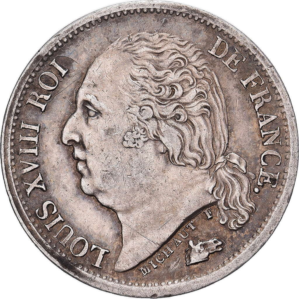Francia, Louis XVIII, 1/2 Franc, 1817, Paris, Argento, BB, Gadoury:401, KM:708.1