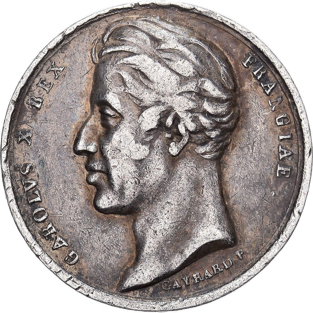 Francia, medalla, Charles X, 1825, Plata, Le sacre à REIMS, MBC