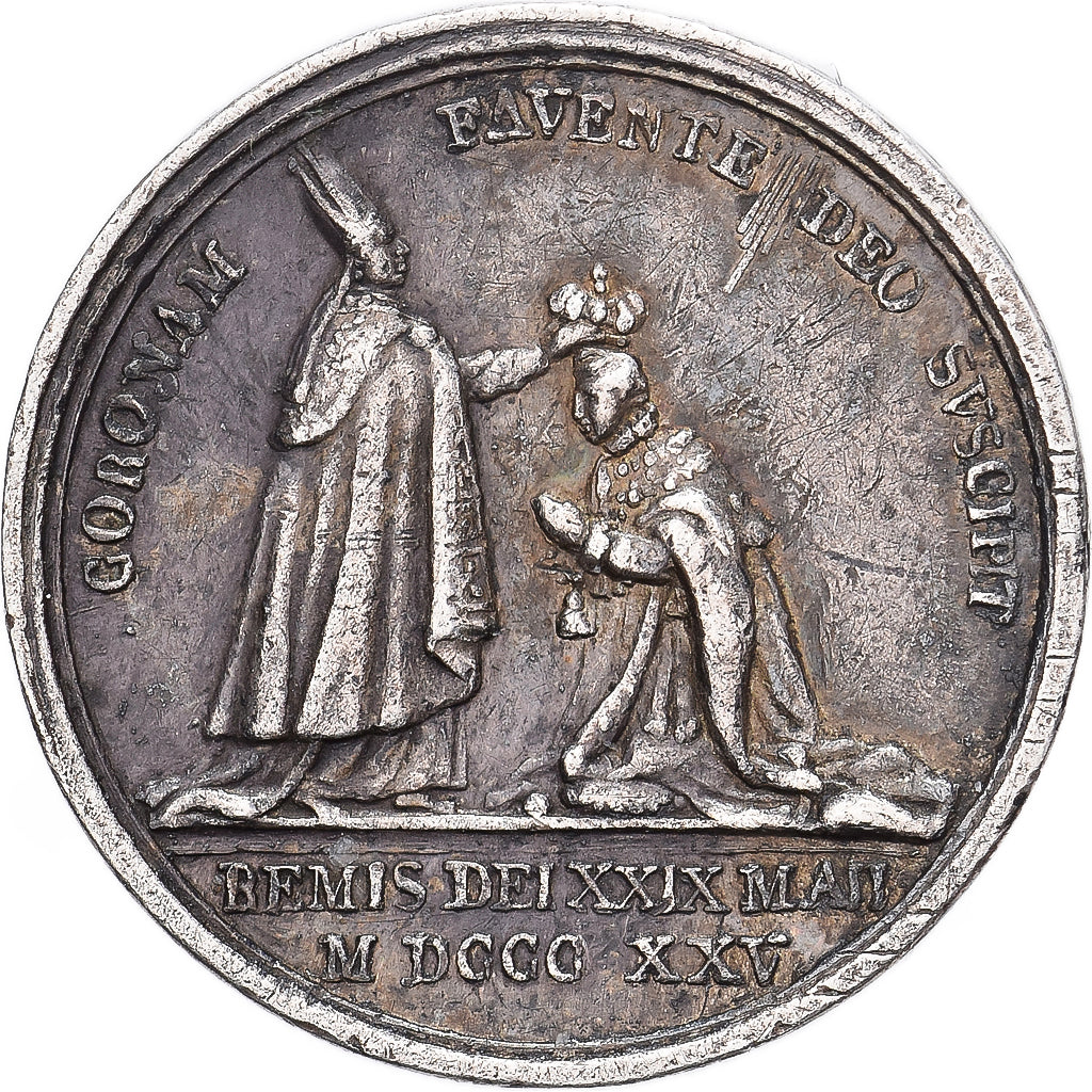 Francia, medalla, Charles X, 1825, Plata, Le sacre à REIMS, MBC