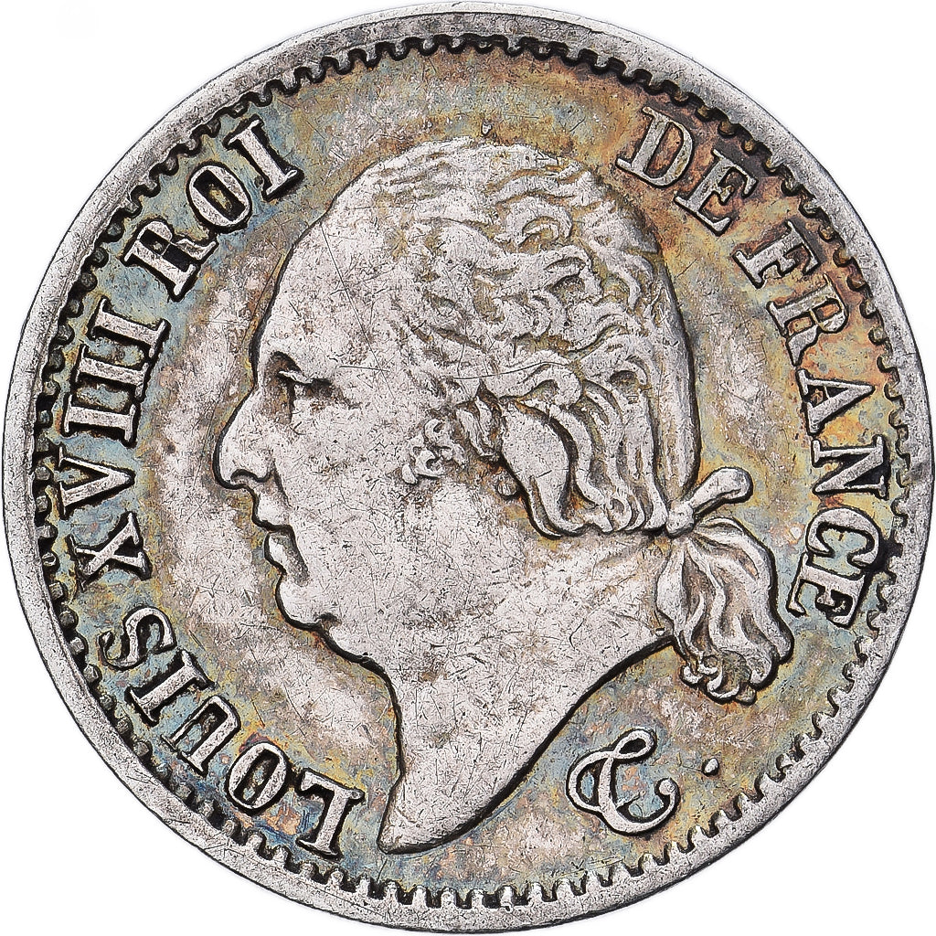 Frankrijk, Louis XVIII, 1/4 Franc, 1823, Paris, Zilver, ZF, Gadoury:352