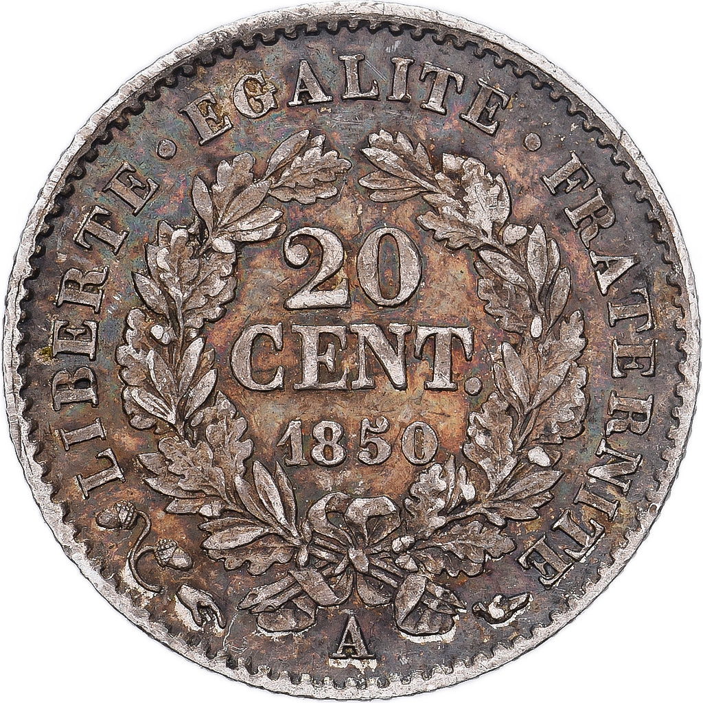 France, 20 Centimes, Cérès, 1850, Paris, Argent, TTB, Gadoury:303, KM:758.1