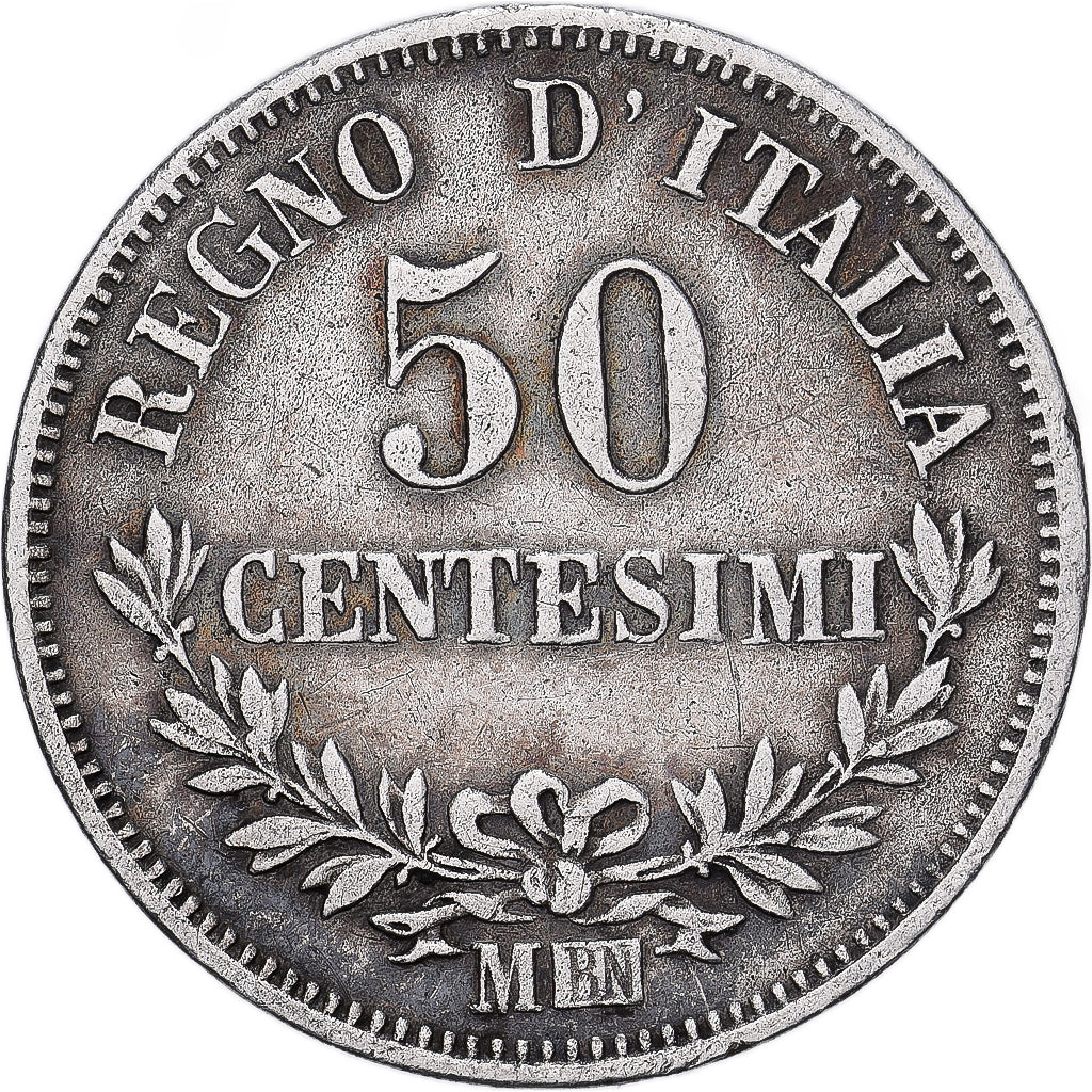 Italie, Victor-Emmanuel II, 50 Centesimi, 1863, Milan, Argent, TB+, KM:14.1
